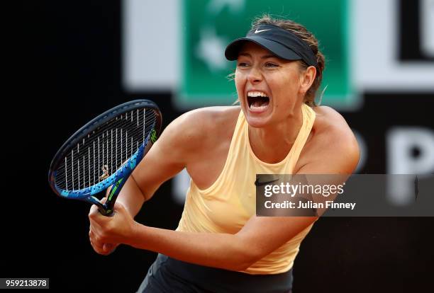 Maria Sharapova of Russia in action against Dominika Cibulkova of Slovakia during day four of the Internazionali BNL d'Italia 2018 tennis at Foro...