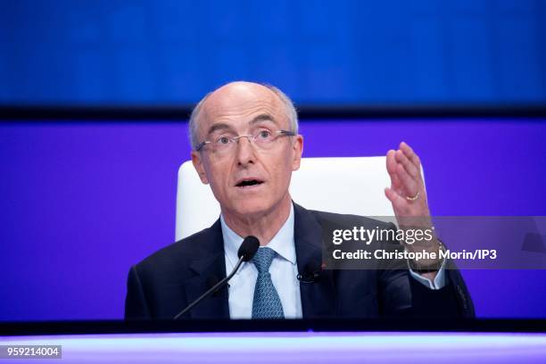 Benoit Potier, CEO of AirLiquide, attends the Groups Annual General Meeting in the presence of shareholders on May 16, 2018 in Paris, France. The...