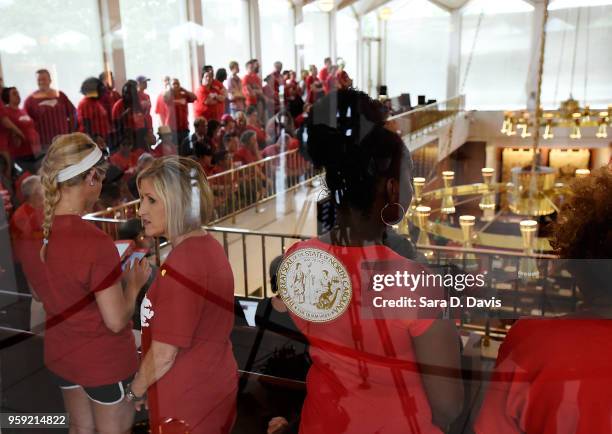 Education advocates fill the North Carolina House of Representatives on the General Assembly's opening day on May 16, 2018 in Raleigh, North...