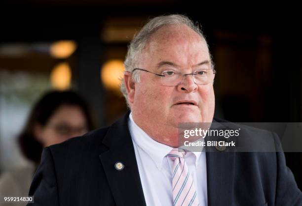 Rep. Billy Long, R-Mo., leaves the House Republican Conference meeting at the Capitol Hill Club on Wednesday, May 16, 2018.