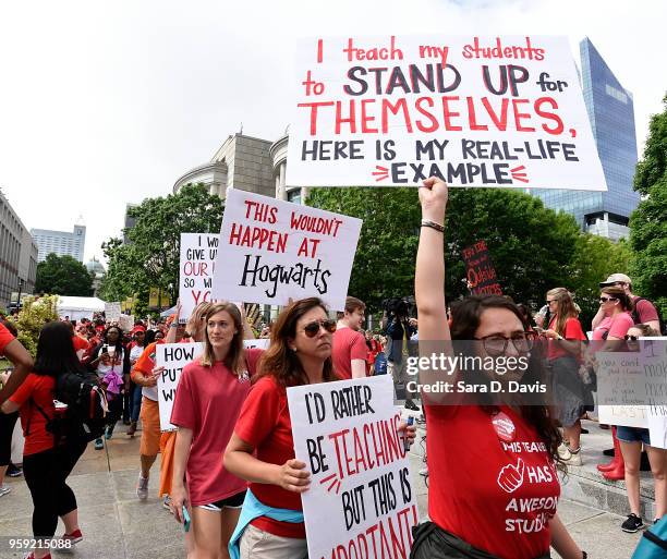 Crowds fill Bicentennial Plaza outside of the North Carolina Legislative Building during the March for Students and Rally for Respect on May 16, 2018...