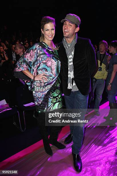 Verena Wriedt and Tobey Wilson pose at the runway at the Custo Barcelona Fashion Show during the Mercedes-Benz Fashion Week Berlin Autumn/Winter 2010...