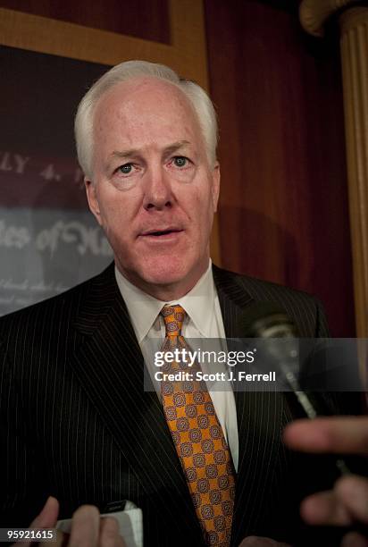 Jan 20: NRSC Chairman John Cornyn, R-Texas, after a news conference on Republican Scott Brown's upset victory in Tuesday's election for a Senate seat...