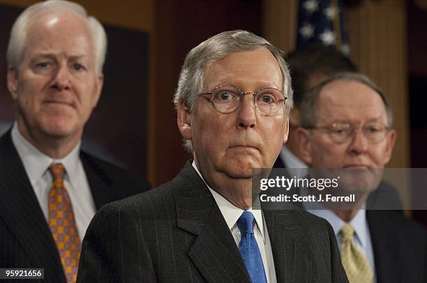 Jan 20: NRSC Chairman John Cornyn, R-Texas, Senate Minority Leader Mitch McConnell, R-Ky., and Senate Republican Conference Chairman Lamar Alexander,...