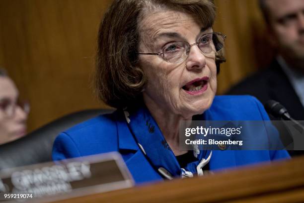 Senator Dianne Feinstein, a Democrat from California and ranking member of the Senate Judiciary Committee, makes an opening statement during a...