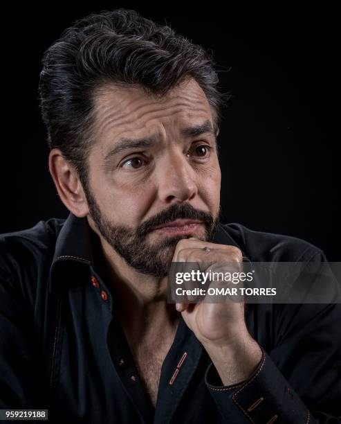 Mexican actor Eugenio Derbez, who stars in the movie "Overboard" , poses for pictures during an interview with AFP in Mexico City on May 14, 2018.