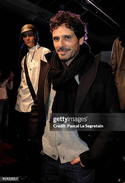 Actor Pascal Elbe poses as he attends adidas & Y3 cocktail presentation as part of Paris Fashion Week Menswear Autumn / Winter 2010 at Atelier...