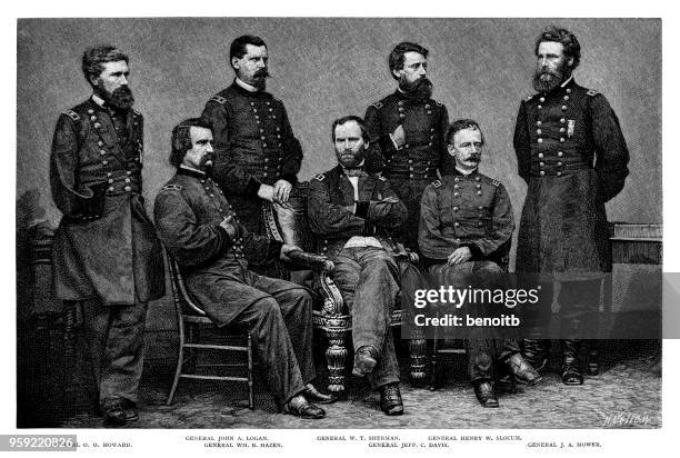 union army generals - commander of the arts stock illustrations