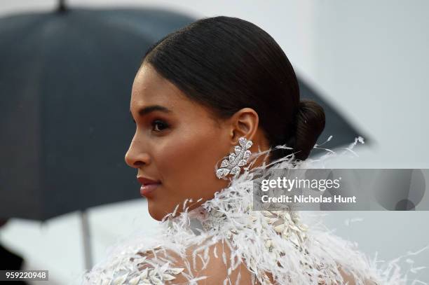 Cindy Bruna attends the screening of "Burning" during the 71st annual Cannes Film Festival at Palais des Festivals on May 16, 2018 in Cannes, France.