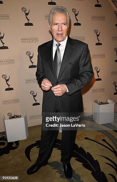 Alex Trebek attends the Academy of Television's 19th annual Hall of Fame induction gala at Beverly Hills Hotel on January 20, 2010 in Beverly Hills,...