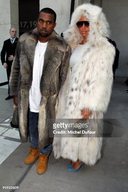 Kanye West and Amber Rose at the Louis Vuitton fashion show during Paris Menswear Fashion Week Autumn/Winter 2010 at Le 104 on January 21, 2010 in...