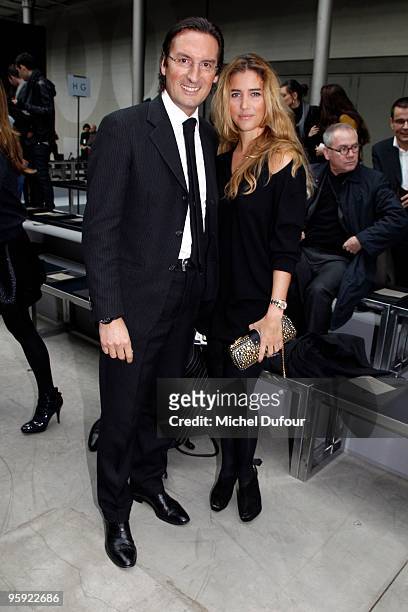 Pietro Beccari and Vahina Jocante at the Louis Vuitton fashion show during Paris Menswear Fashion Week Autumn/Winter 2010 at Le 104 on January 21,...