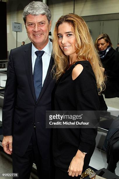Yves Carcelle and Vahina Jocante at the Louis Vuitton fashion show during Paris Menswear Fashion Week Autumn/Winter 2010 at Le 104 on January 21,...