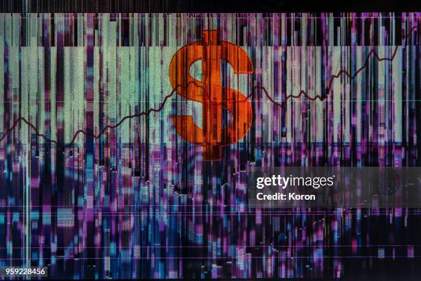 cryptocurrency concept - cyber dollar - mining noise stockfoto's en -beelden