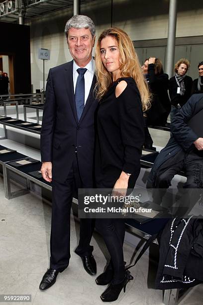 Yves Carcelle and Vahina Jocante at the Louis Vuitton fashion show during Paris Menswear Fashion Week Autumn/Winter 2010 at Le 104 on January 21,...