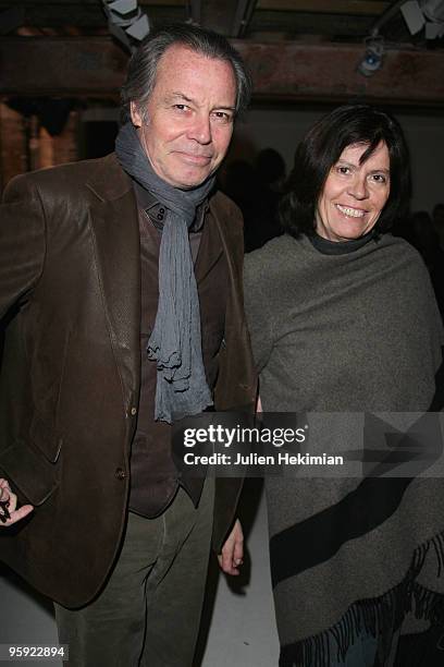 Michel Leeb and his wife Beatrice attend the Smalto fashion show during Paris Menswear Fashion Week Autumn/Winter 2010 on January 21, 2010 in Paris,...