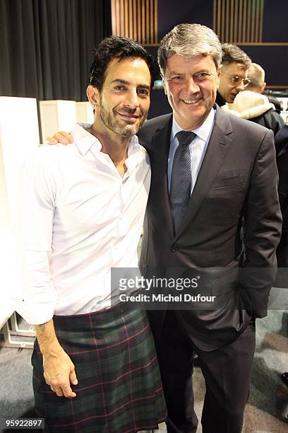 Marc jacobs and Yves Carcelle at the Louis Vuitton fashion show during Paris Menswear Fashion Week Autumn/Winter 2010 at Le 104 on January 21, 2010...
