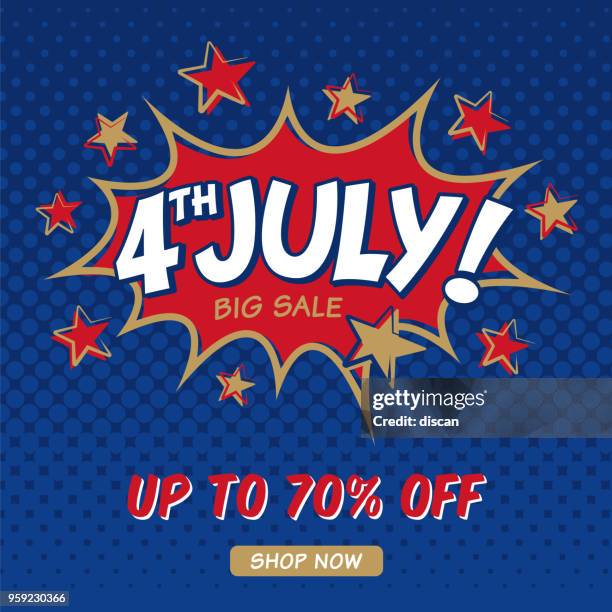 fourth of july sale design for advertising, banners, leaflets and flyers. - american 4th july celebrations stock illustrations