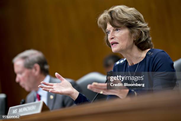 Senator Lisa Murkowski, a Republican from Alaska and chairman of the Senate Appropriations Subcommittee on the Interior and Environment, questions...