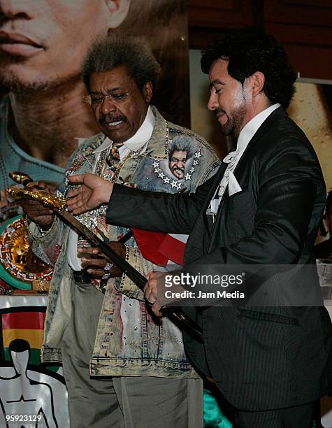 Promoter Don King and Jose Gomez attend press conference of boxing function 'The Kukulcan Battle at Yucatan', which will face Gustavo Espadas Jr. Of...