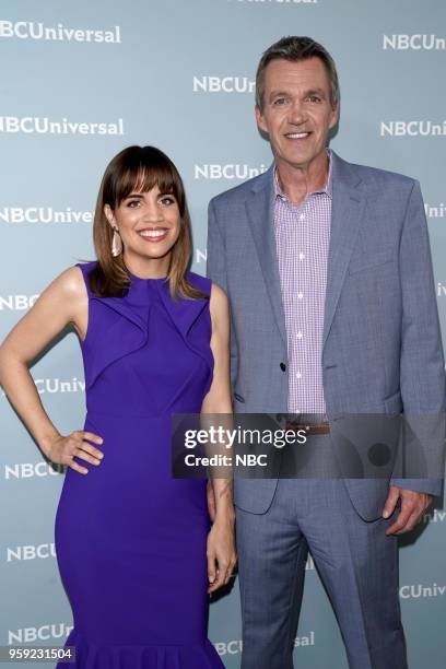 NBCUniversal Upfront in New York City on Monday, May 14, 2018 -- Red Carpet -- Pictured: Natalie Morales, Neil Flynn, "Abby's" on NBC --