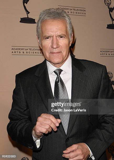 Alex Trebek attends the Academy of Television's 19th annual Hall of Fame induction gala at Beverly Hills Hotel on January 20, 2010 in Beverly Hills,...