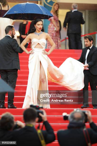 Model Adriana Lima attends the screening of "Burning" during the 71st annual Cannes Film Festival at Palais des Festivals on May 16, 2018 in Cannes,...