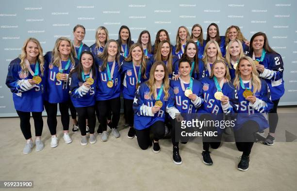 NBCUniversal Upfront in New York City on Monday, May 14, 2018 -- Red Carpet -- Pictured: The U.S. Olympic Women's Hockey Team on NBC --