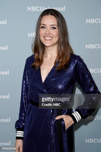NBCUniversal Upfront in New York City on Monday, May 14, 2018 -- Red Carpet -- Pictured: Megan Boone, "The Blacklist" on NBC --