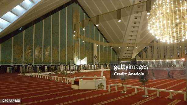 Muslims perform the first 'Tarawih' prayer on the eve of the Islamic Holy month of Ramadan at the Faisal Mosque in Islamabad, Pakistan on May 16,...