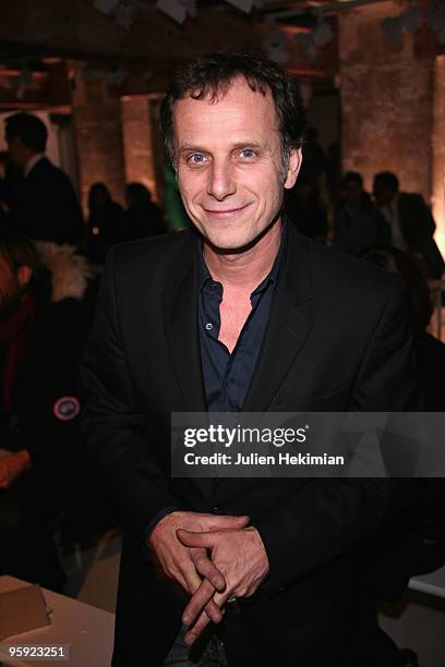 French actor Charles Berling attends the Smalto fashion show during Paris Menswear Fashion Week Autumn/Winter 2010 on January 21, 2010 in Paris,...