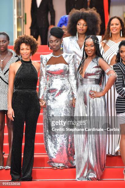 Author of the book "Noire N'est Pas Mon Métier" Rachel Khan, Aissa Maiga and Nadège Beausson-Diagne attend the screening of "Burning" during the 71st...