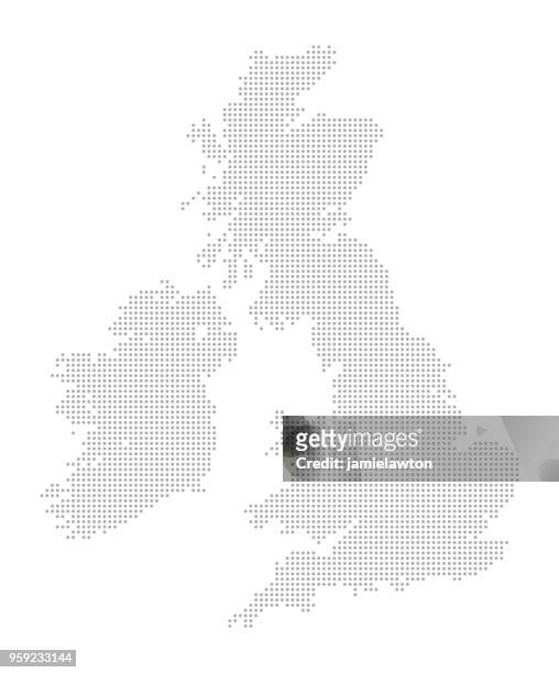 map of dots - united kingdom of great britain and ireland - uk stock illustrations