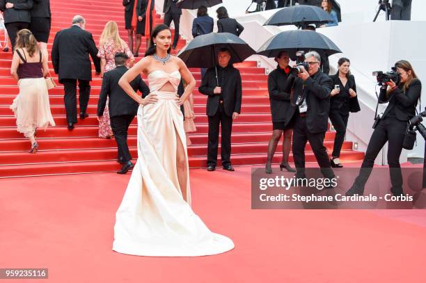 Adriana Lima attends the screening of "Burning" during the 71st annual Cannes Film Festival at Palais des Festivals on May 16, 2018 in Cannes, France.