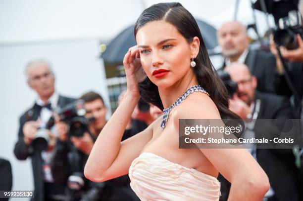 Adriana Lima attends the screening of "Burning" during the 71st annual Cannes Film Festival at Palais des Festivals on May 16, 2018 in Cannes, France.