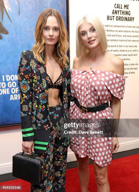Charlotte de Carle and Ashley James attend a private view of The Connor Brothers new exhibition "Call Me Anything But Ordinary" featuring a charity...