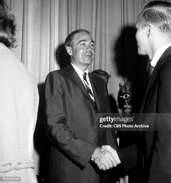 News coverage in advance of the 1964 Republican National Convention in San Francisco, CA. July 8, 1964. Pictured is presidential candidate...