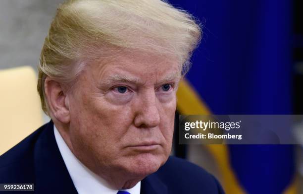 President Donald Trump listens during a meeting with Shavkat Mirziyoev, Uzbekistan's president, in the Oval Office of the White House in Washington,...