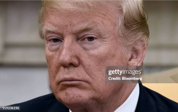 President Donald Trump listens during a meeting with Shavkat Mirziyoev, Uzbekistan's president, in the Oval Office of the White House in Washington,...