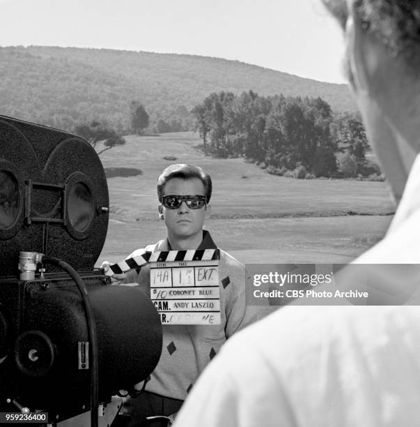 Television mystery drama program, Coronet Blue. Episode: The Flip Side of Tommy Devon, originally broadcast September 4, 1967. Image shows Dick Clark...