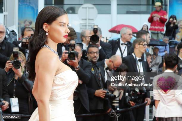 Model Adriana Lima attends the screening of "Burning" during the 71st annual Cannes Film Festival at Palais des Festivals on May 16, 2018 in Cannes,...