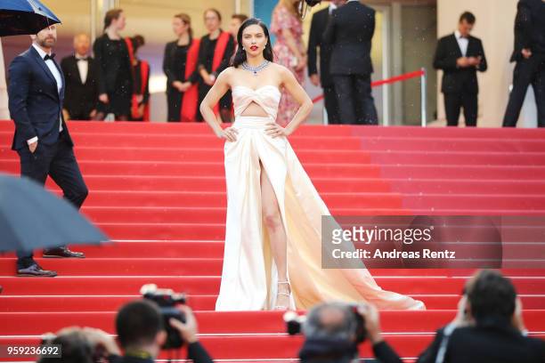 Model Adriana Lima attends the screening of "Burning" during the 71st annual Cannes Film Festival at Palais des Festivals on May 16, 2018 in Cannes,...