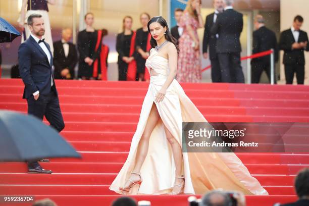 Model Adriana Lima attends the screening of "Burning" during the 71st annual Cannes Film Festival at Palais des Festivals on May 16, 2018 in Cannes,...