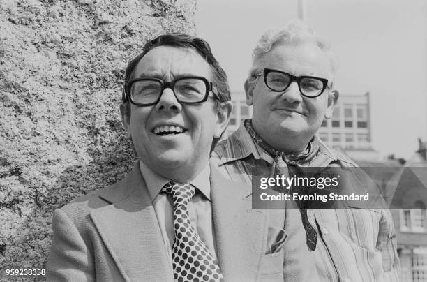British actors Ronnie Barker and Ronnie Corbett , co-stars in the BBC television comedy sketch show 'The Two Ronnies', UK, 12th May 1978.