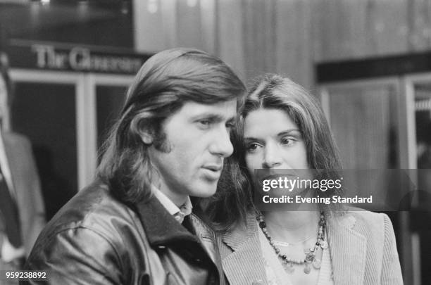 Romanian tennis player Ilie Nastase with his wife Dominque Grazia, London, UK, 5th July 1978.