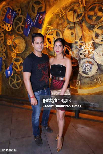 Amit Sharma and Charu Vashisht Sahni during an event "Beer Pong Slam" hosted by Time Machine - The Time Traveller's Pub, on May 12, 2018 in Noida,...