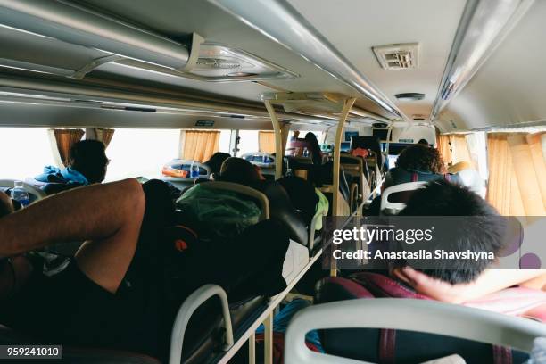 driving in a sleeping bus to hanoi, vietnam - lastres stock pictures, royalty-free photos & images