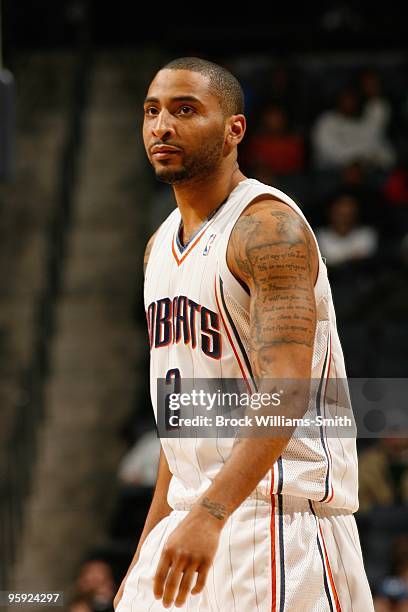 Acie Law of the Charlotte Bobcats stands on the court during the game against the Detroit Pistons on December 22, 2009 at the Time Warner Cable Arena...