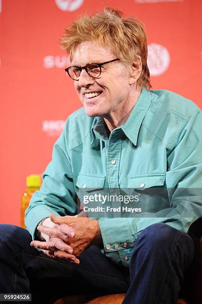 Sundance Institute President and Founder Robert Redford speaks onstage during the Opening Day Press Conference at the Egyptian Theatre during the...