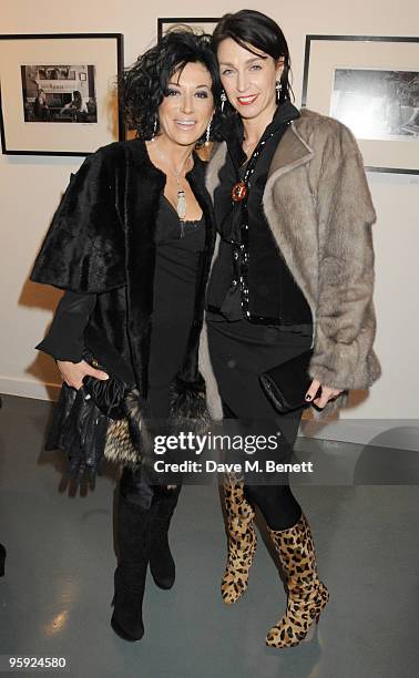 Nancy Dell'Olio and Anastasia Webster attend the Out of Context exhibition at Getty Images Gallery on January 21, 2010 in London, England.
